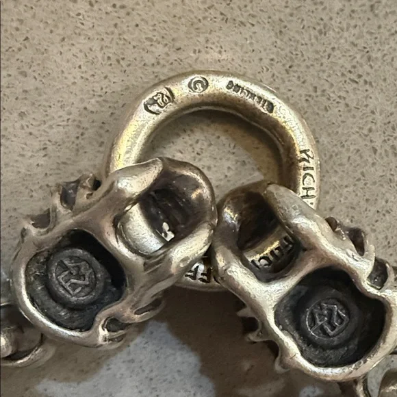 Travis Walker Double Cross menacing skull sterling silver men's bracelet đź’€ - Picture 11 of 12